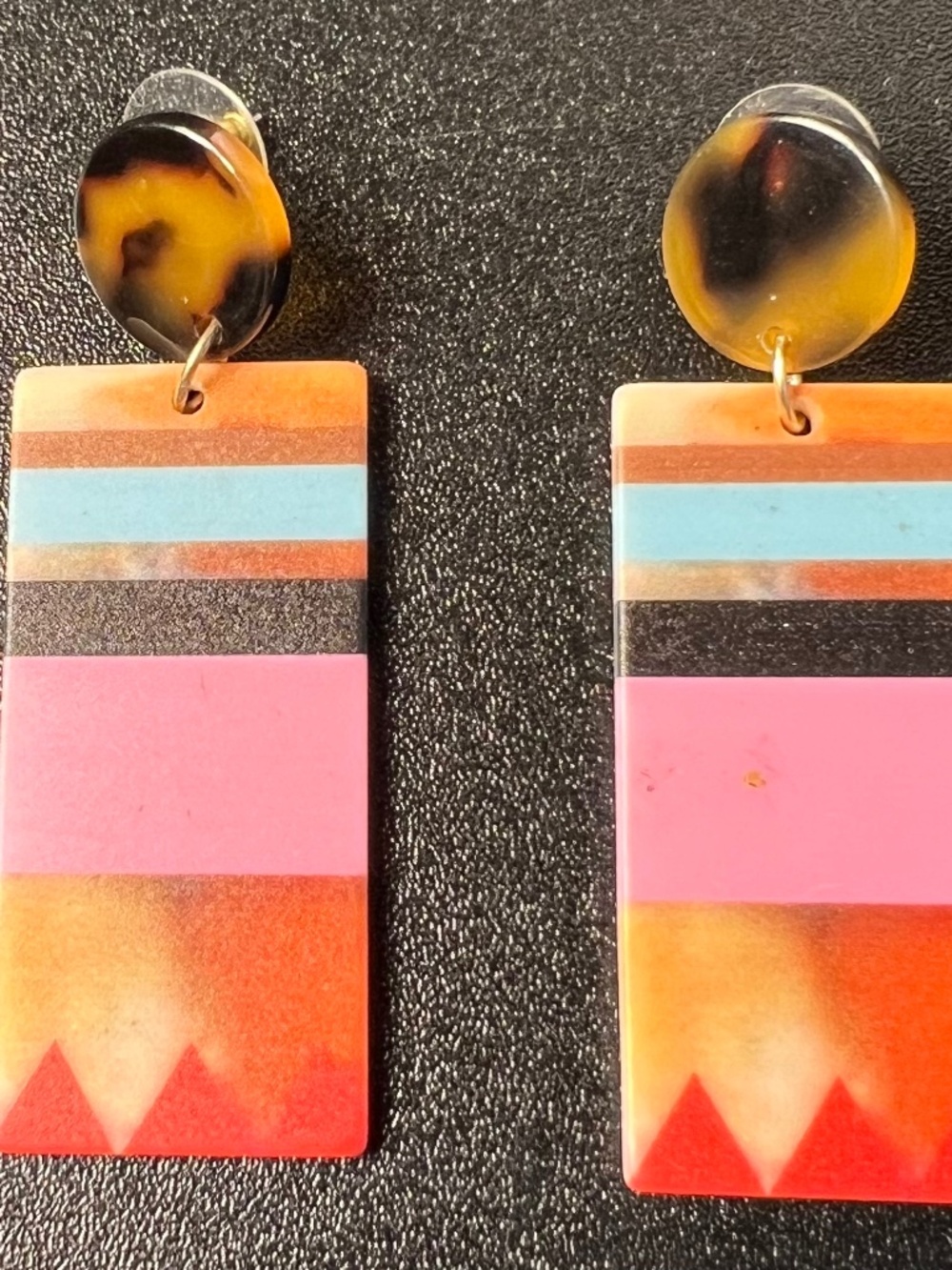 Parker Rose Art Style Beach Summer Colorful Faux Tortoise Resin Post Earrings